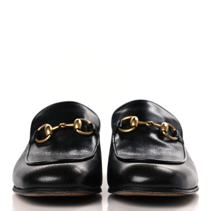 Gucci Goatskin Womens Horsebit Mid-Heel Loafers 37.5 Black 2 of 9