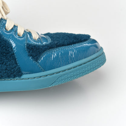 Gucci Patent Merino Wool High Top Sneakers 38 Deep Cobalt 10 of 15