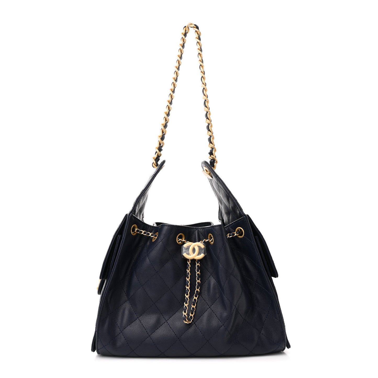 Caviar Quilted Small Chanel 25 Handbag Dark Navy