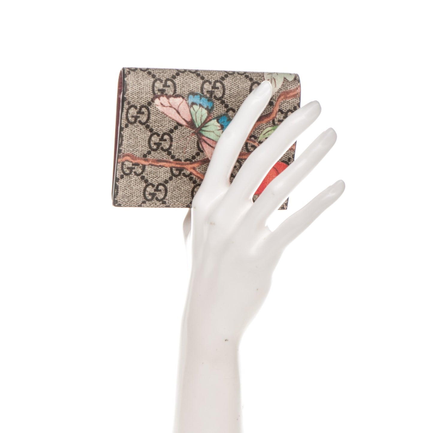 GG Supreme Monogram Tian Card Case Beige Multicolor Red