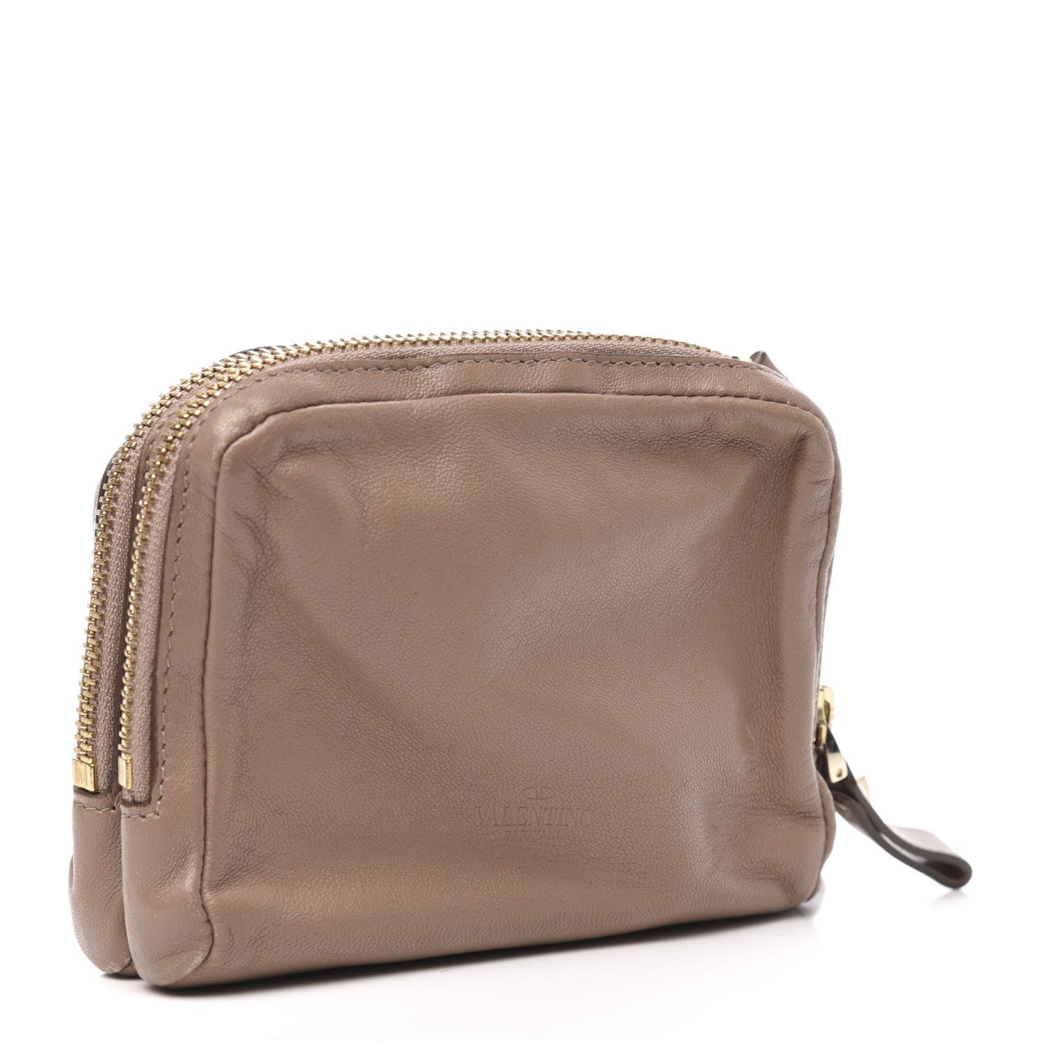 Valentino Garavani Vitello Rockstud Double Zip Compartment Clutch Wristlet Bag Poudre 3 of 12