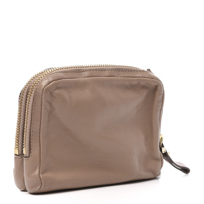 Valentino Garavani Vitello Rockstud Double Zip Compartment Clutch Wristlet Bag Poudre 3 of 12