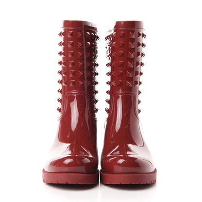 Valentino Garavani Rubber Rockstud Short Rainboots 38 Red 2 of 10