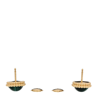 Van Cleef & Arpels 18K Yellow Gold Malachite Perlee Couleurs Earrings 3 of 5