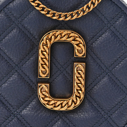 Marc Jacobs Grained Calfskin Quilted The Status Round Crossbody Navy 8 of 10