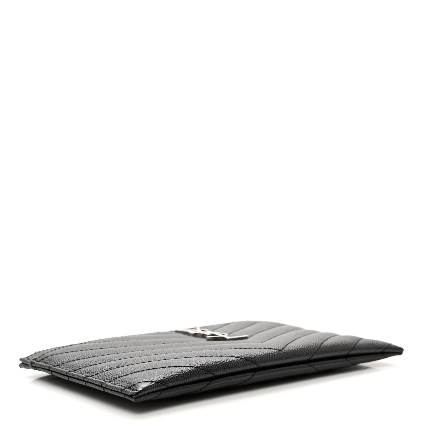 Saint Laurent Grain De Poudre Chevron Monogram Bill Pouch Black 4 of 7