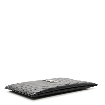 Saint Laurent Grain De Poudre Chevron Monogram Bill Pouch Black 4 of 7