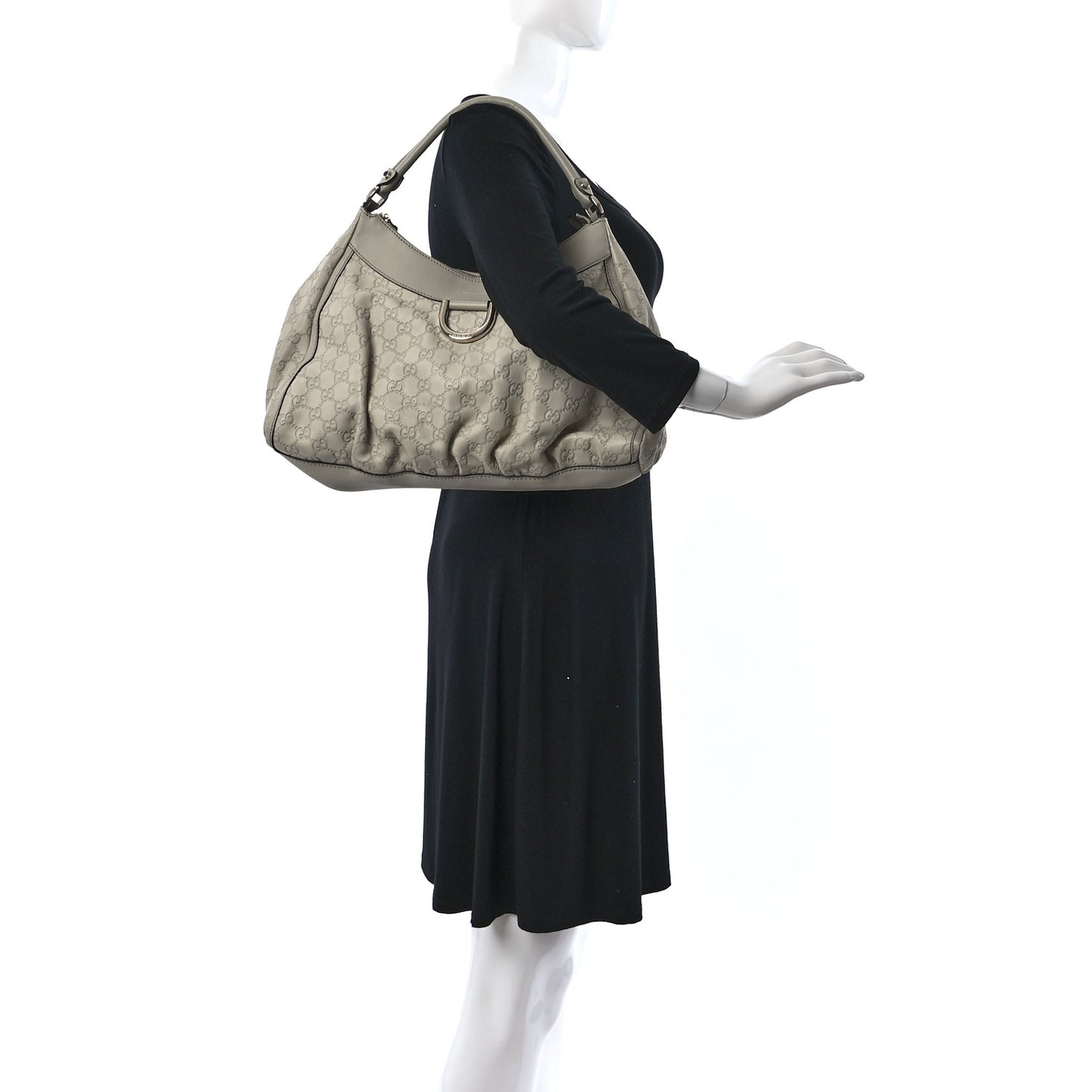 Guccissima Large D Gold Ring Hobo Off White