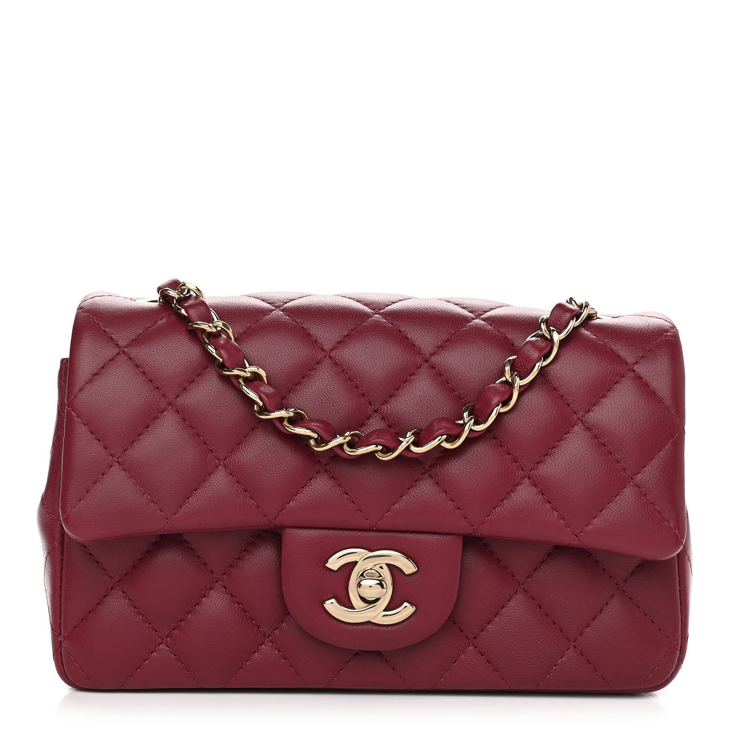 Chanel Lambskin Quilted Mini Rectangular Flap Burgundy 1 of 10