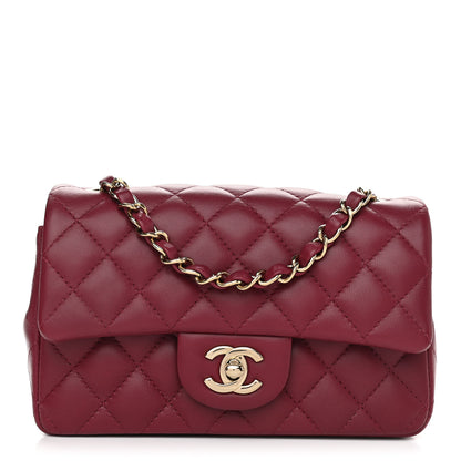 Chanel Lambskin Quilted Mini Rectangular Flap Burgundy 1 of 10