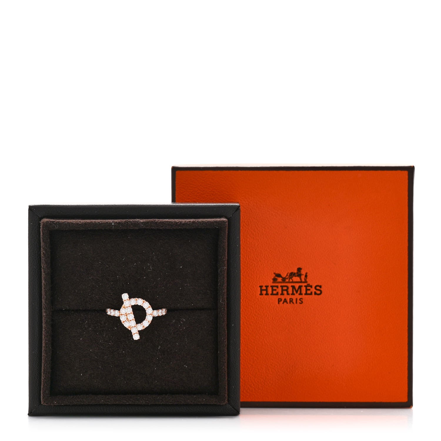 Hermes 18K Rose Gold Diamond Finesse Ring 49 4.75 7 of 7