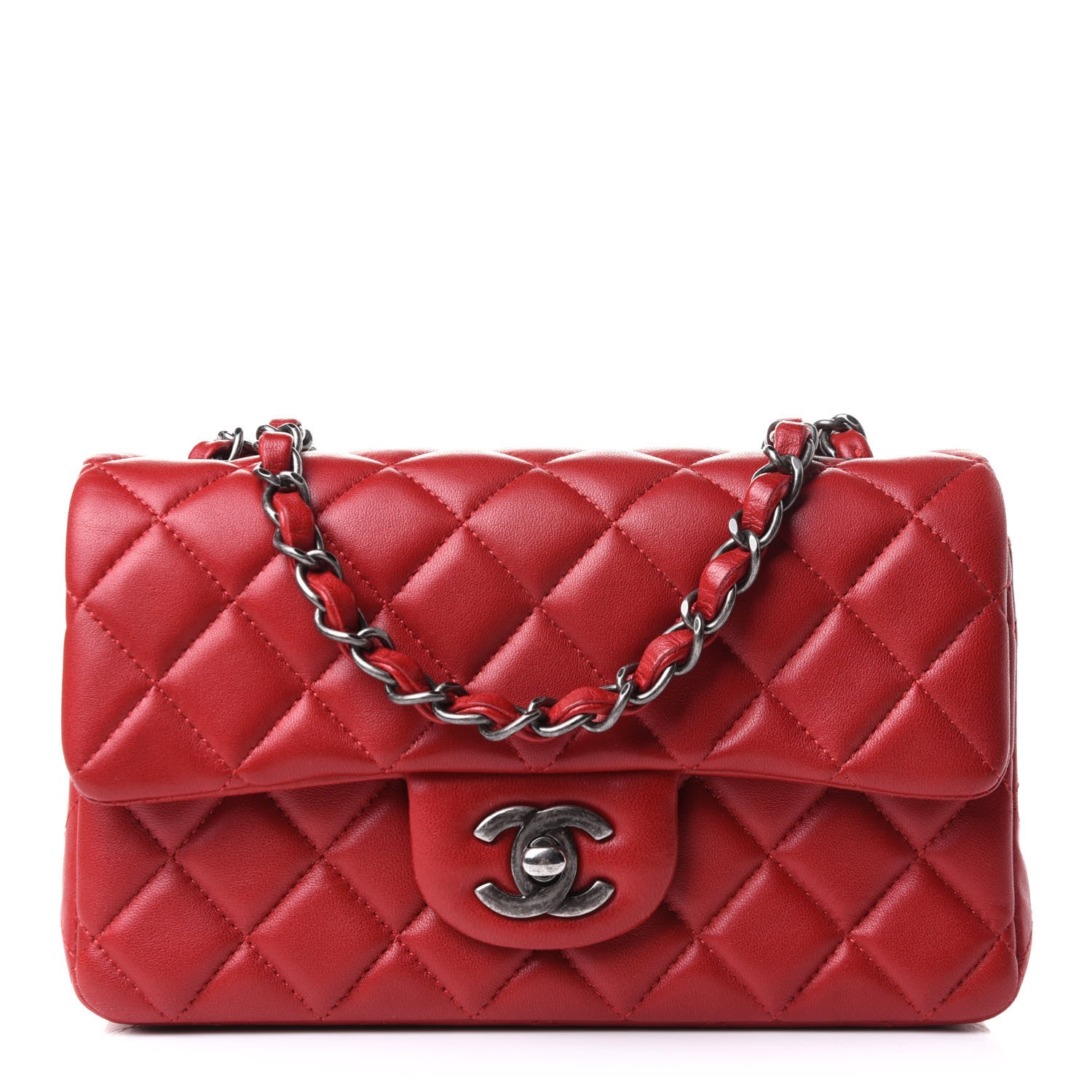 Chanel Lambskin Quilted Mini Rectangular Flap Red 1 of 12