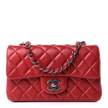 Chanel Lambskin Quilted Mini Rectangular Flap Red 1 of 12