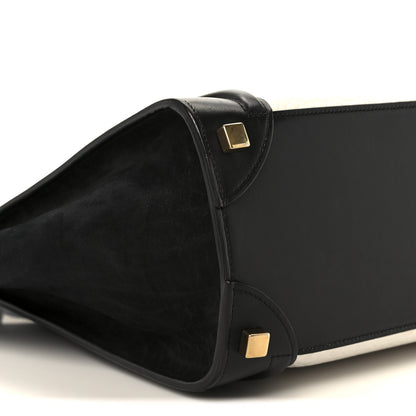 Celine Bullhide Calfskin Micro Bi-Color Luggage Black White 9 of 10