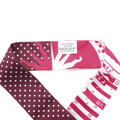 Hermes Silk Astrologie a Pois Twilly Fuchsia White Bordeaux 2 of 4