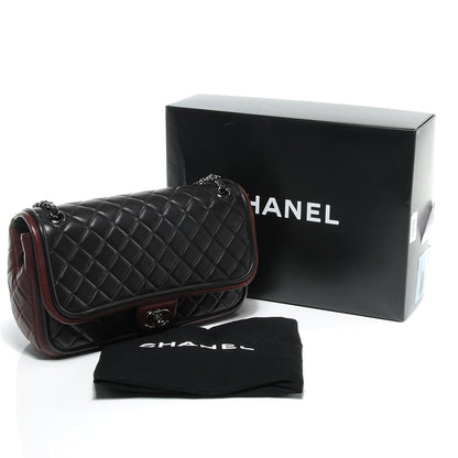Chanel Lambskin Quilted Jumbo Classic Twist Flap Bag Black Bordeaux 5 of 8