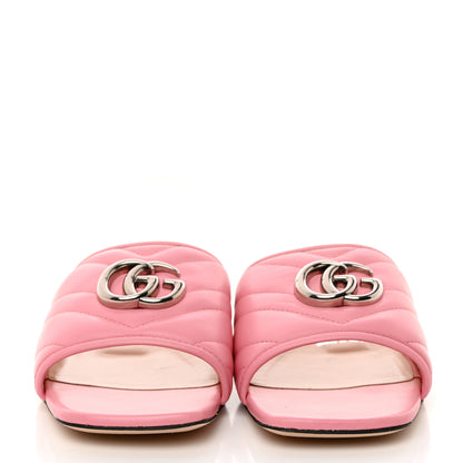 Gucci Nappa Matelasse GG Marmont Flat Slide Sandals 37.5 Wild Rose 2 of 8