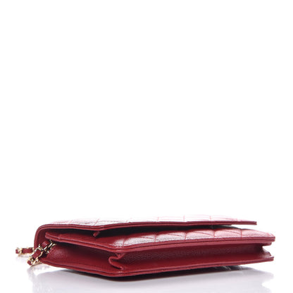 Chanel Caviar Quilted Wallet on Chain WOC Red 4 of 9