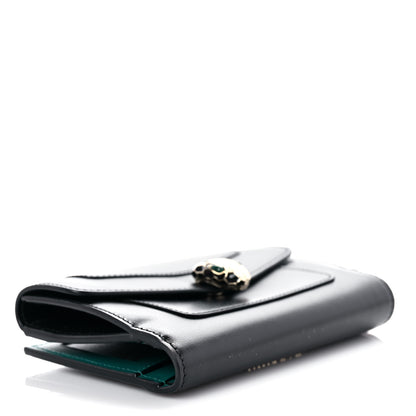 Bulgari Calfskin Serpenti Forever Wallet Black Emerald Green 4 of 10