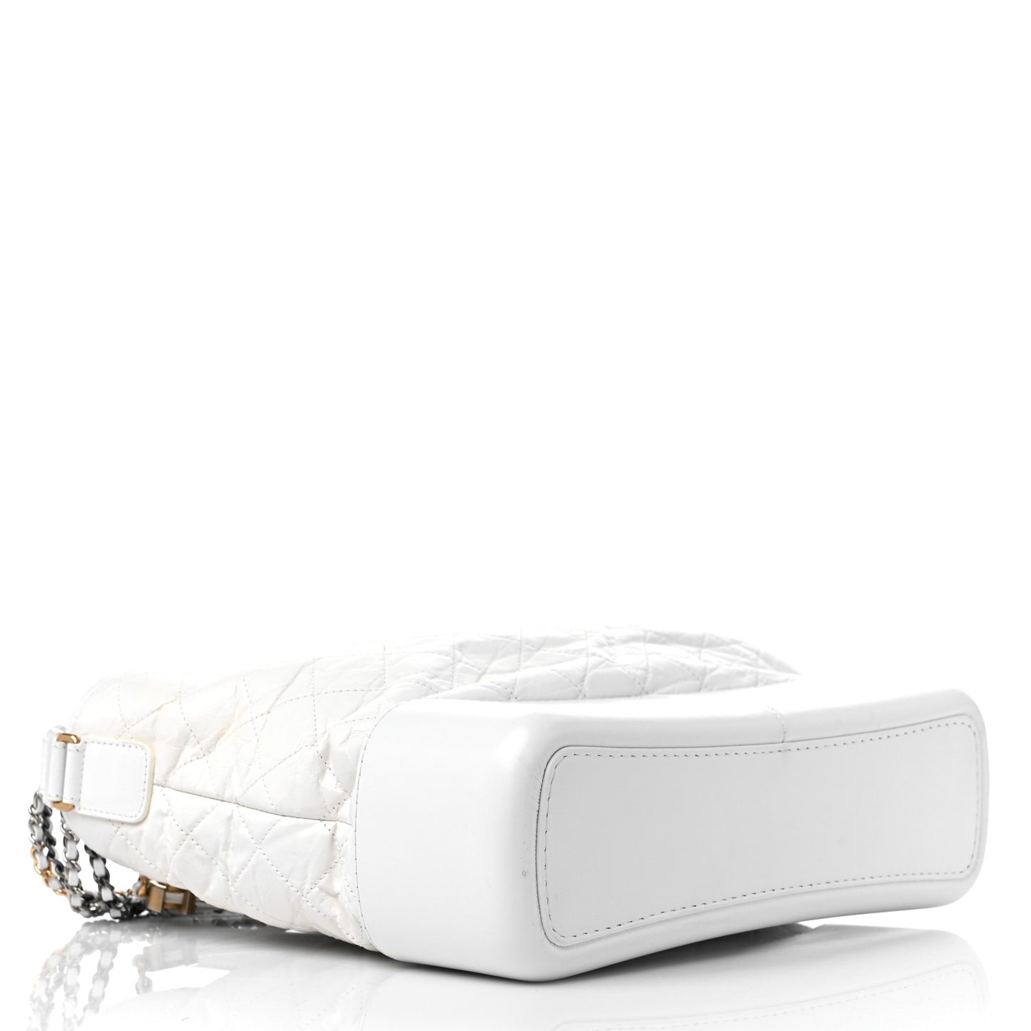 Aged Calfskin Quilted Large Gabrielle Hobo White
