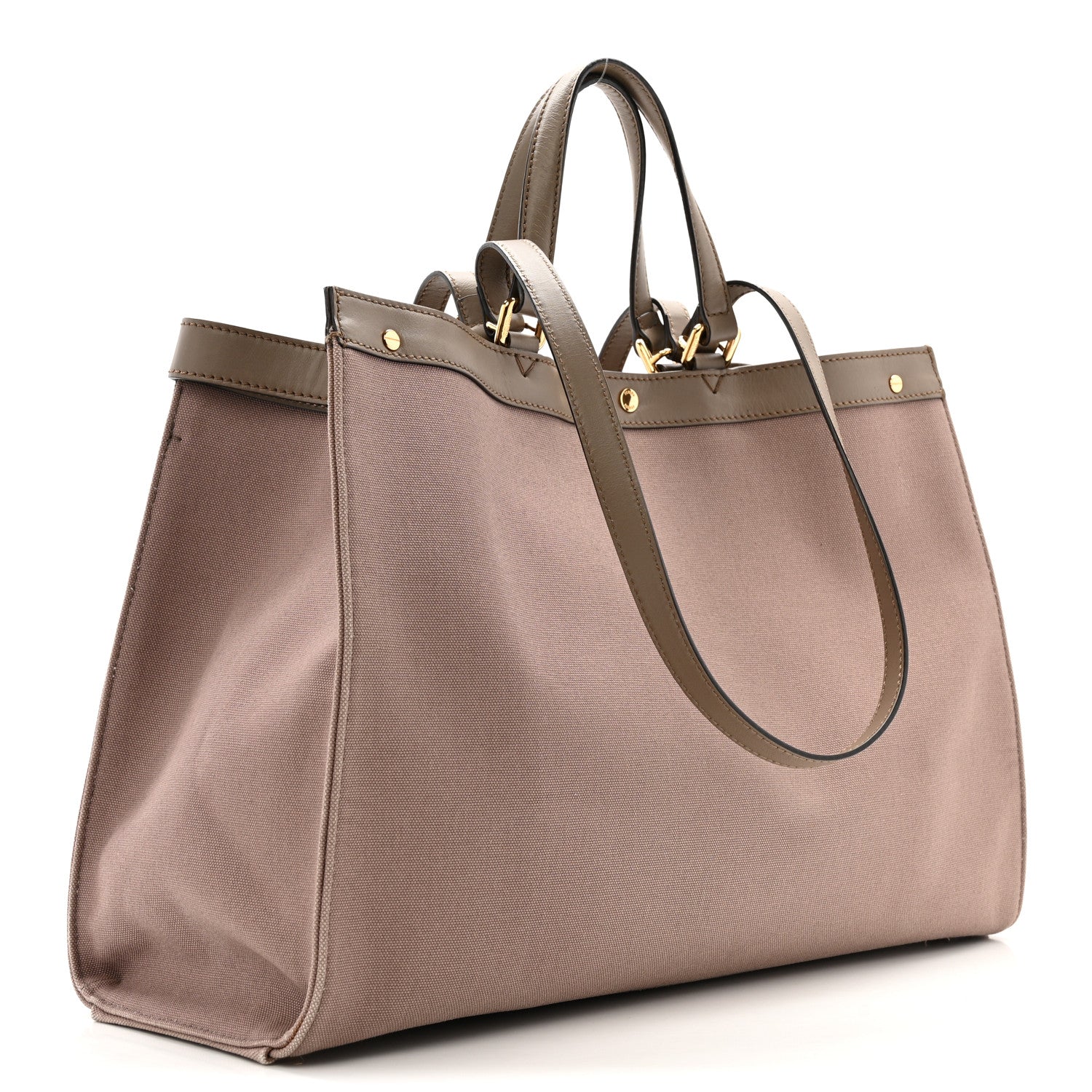 Fendi Canvas Vitello King FF Embroidered Medium Peekaboo X-Tote Tartufo 3 of 14