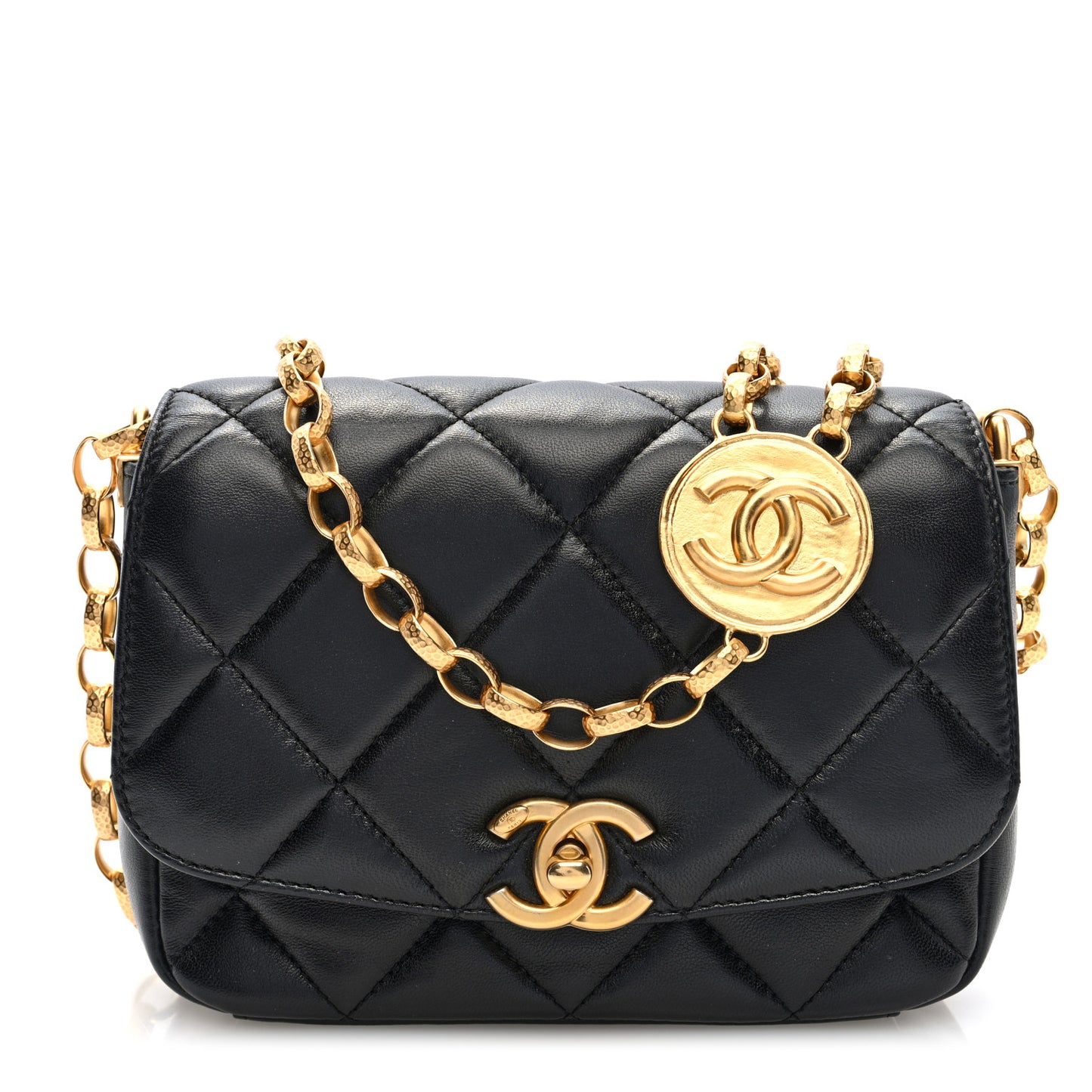 Lambskin Quilted Small CC Coin Flap Bag Black