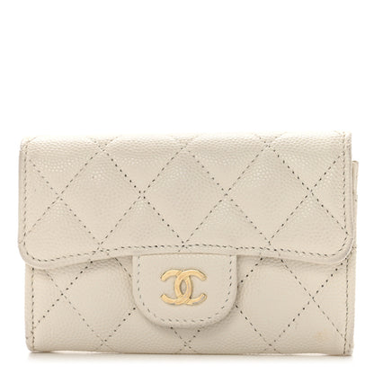 Chanel Caviar Quilted Flap Card Holder Wallet White 1 of 9