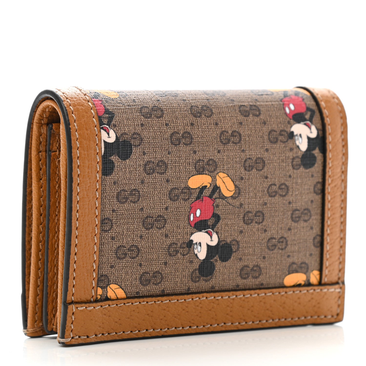 Gucci X DISNEY Mini Vintage GG Supreme Monogram Mickey Mouse Card Holder Wallet Beige Vintage Sun Oil 3 of 8