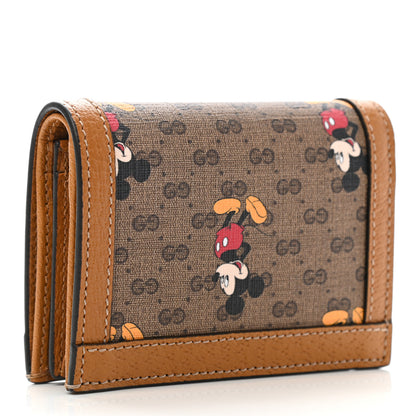 Gucci X DISNEY Mini Vintage GG Supreme Monogram Mickey Mouse Card Holder Wallet Beige Vintage Sun Oil 3 of 8