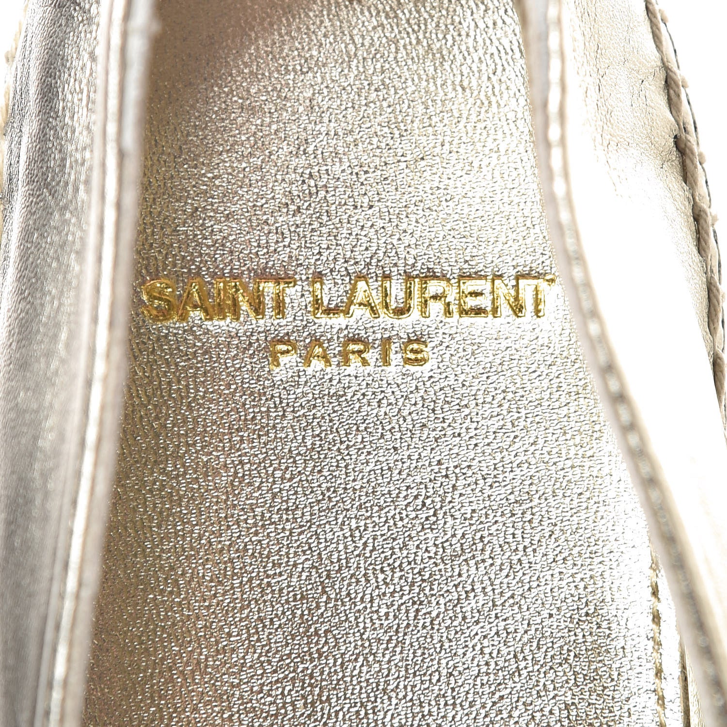 Saint Laurent Metallic Lambskin Monogram Espadrilles 39.5 Gold 7 of 10