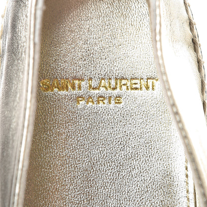Saint Laurent Metallic Lambskin Monogram Espadrilles 39.5 Gold 7 of 10