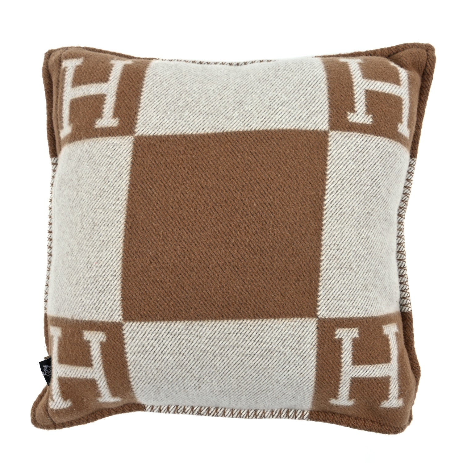 Hermes Wool Cashmere Avalon Pillow PM Ecru Camel 2 of 3