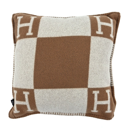 Hermes Wool Cashmere Avalon Pillow PM Ecru Camel 2 of 3