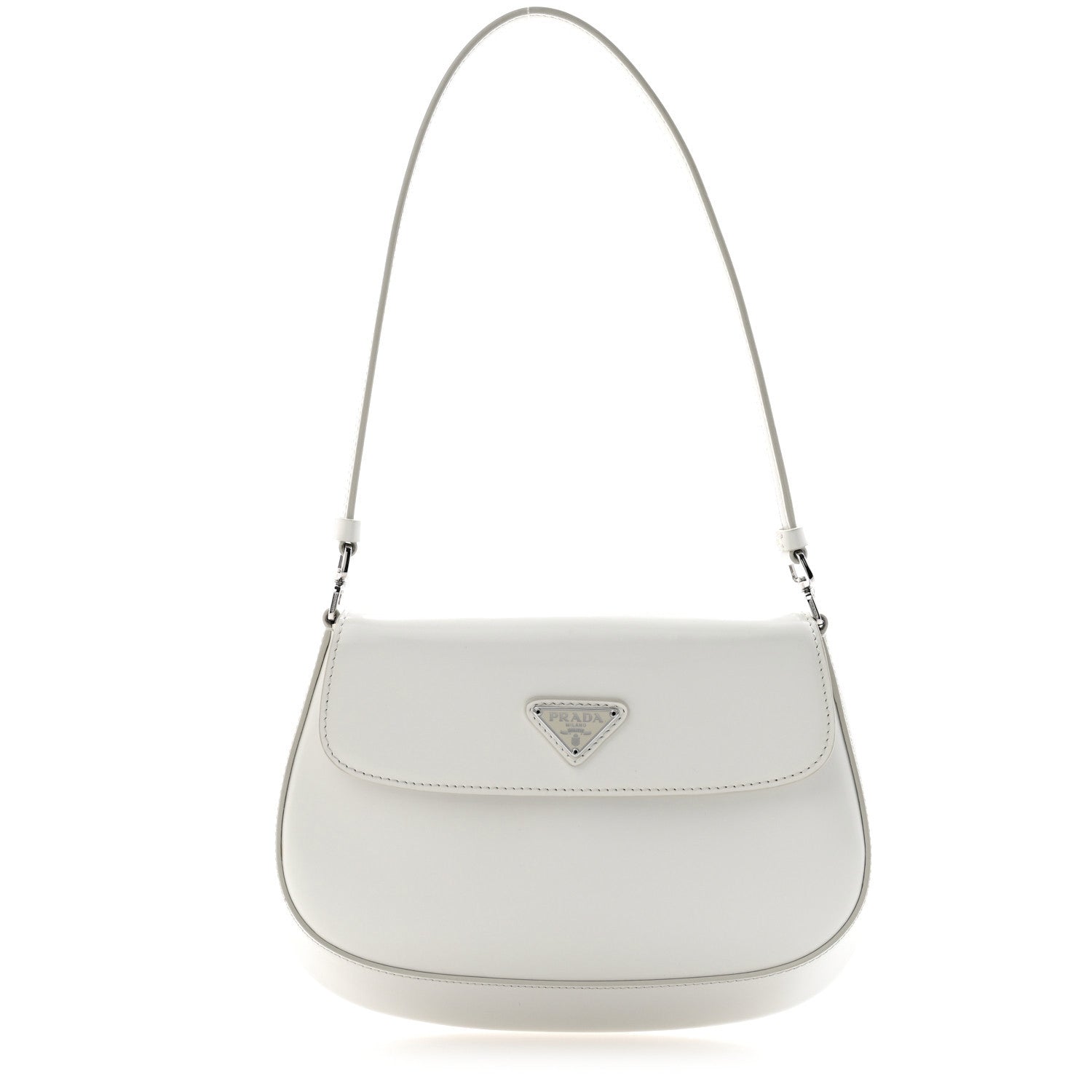 Prada Spazzolato Cleo Flap Shoulder Bag White 8 of 12