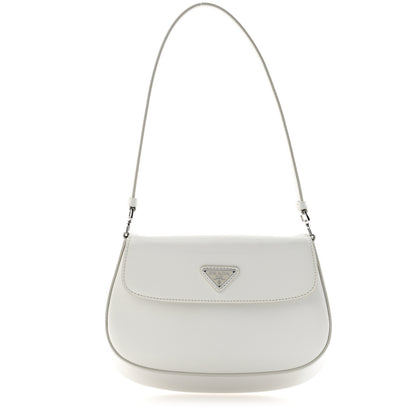 Prada Spazzolato Cleo Flap Shoulder Bag White 8 of 12