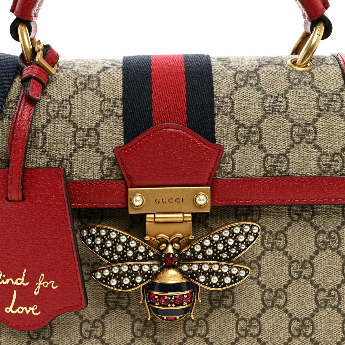 Gucci GG Supreme Monogram Small Queen Margaret Top Handle Bag Red 8 of 11