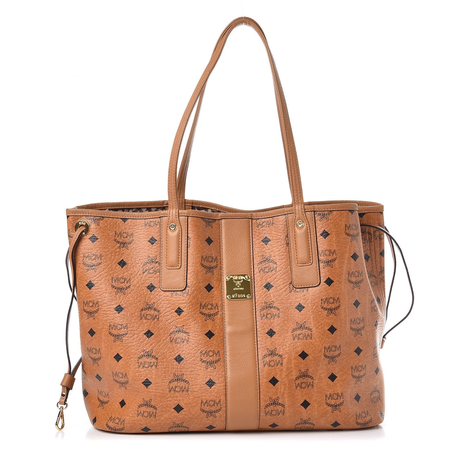 MCM Visetos Medium Liz Reversible Shopper Tote Cognac 1 of 12