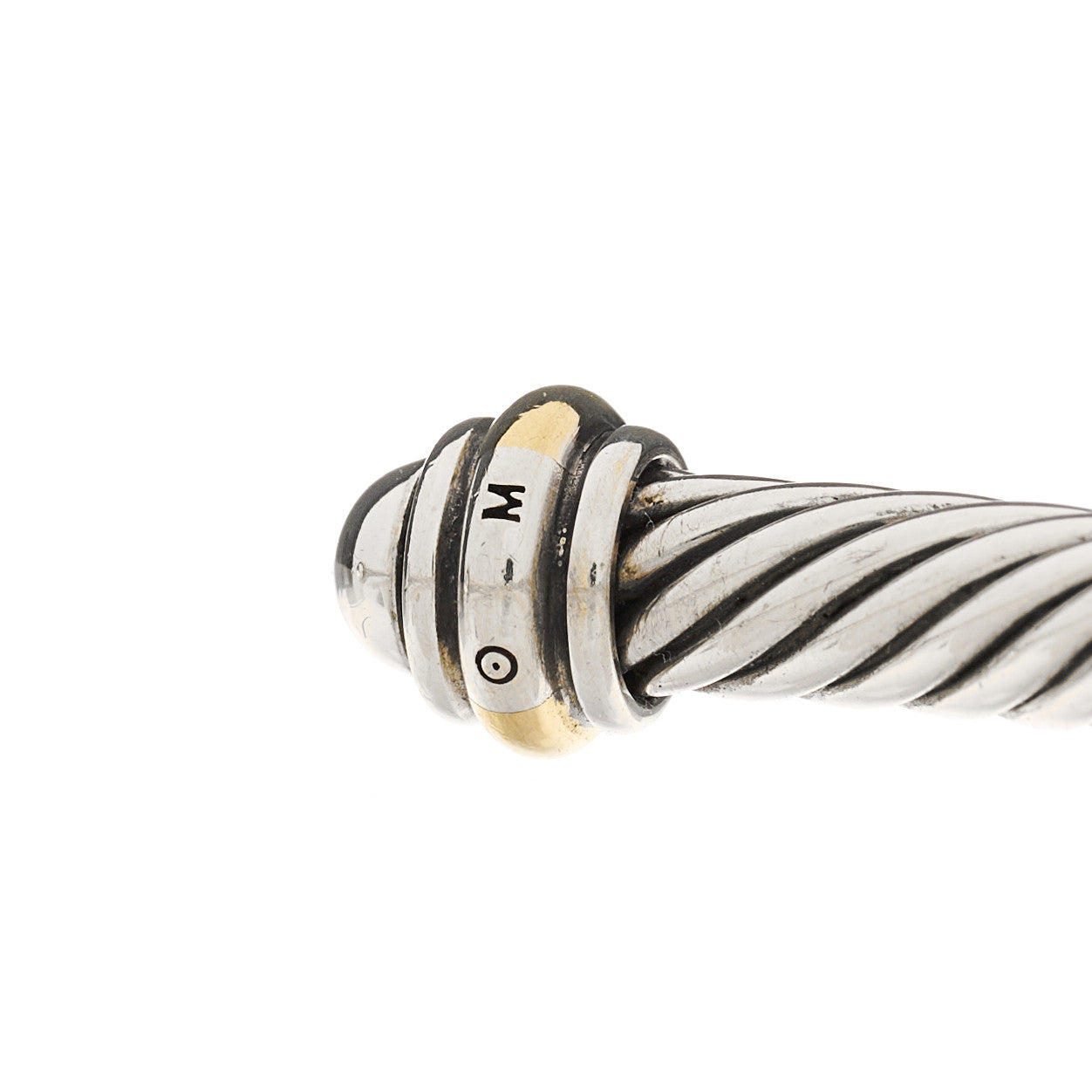 David Yurman Sterling Silver 18K Yellow Gold 4mm Cable Classics Bracelet 3 of 4