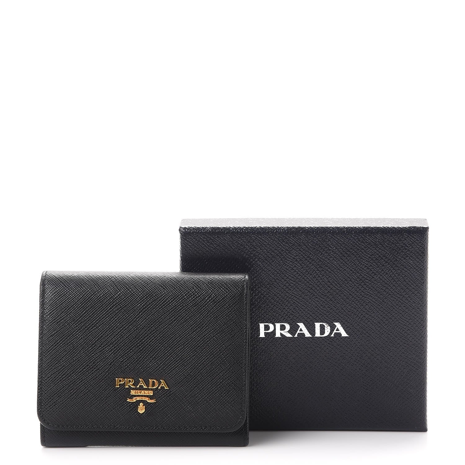 Prada Saffiano Metal Tri-Fold Wallet Nero Black 8 of 8