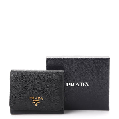 Prada Saffiano Metal Tri-Fold Wallet Nero Black 8 of 8