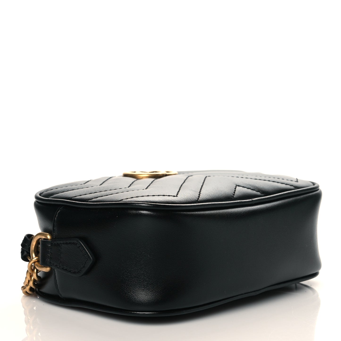 Calfskin Matelasse Mini GG Marmont Chain Shoulder Bag Black