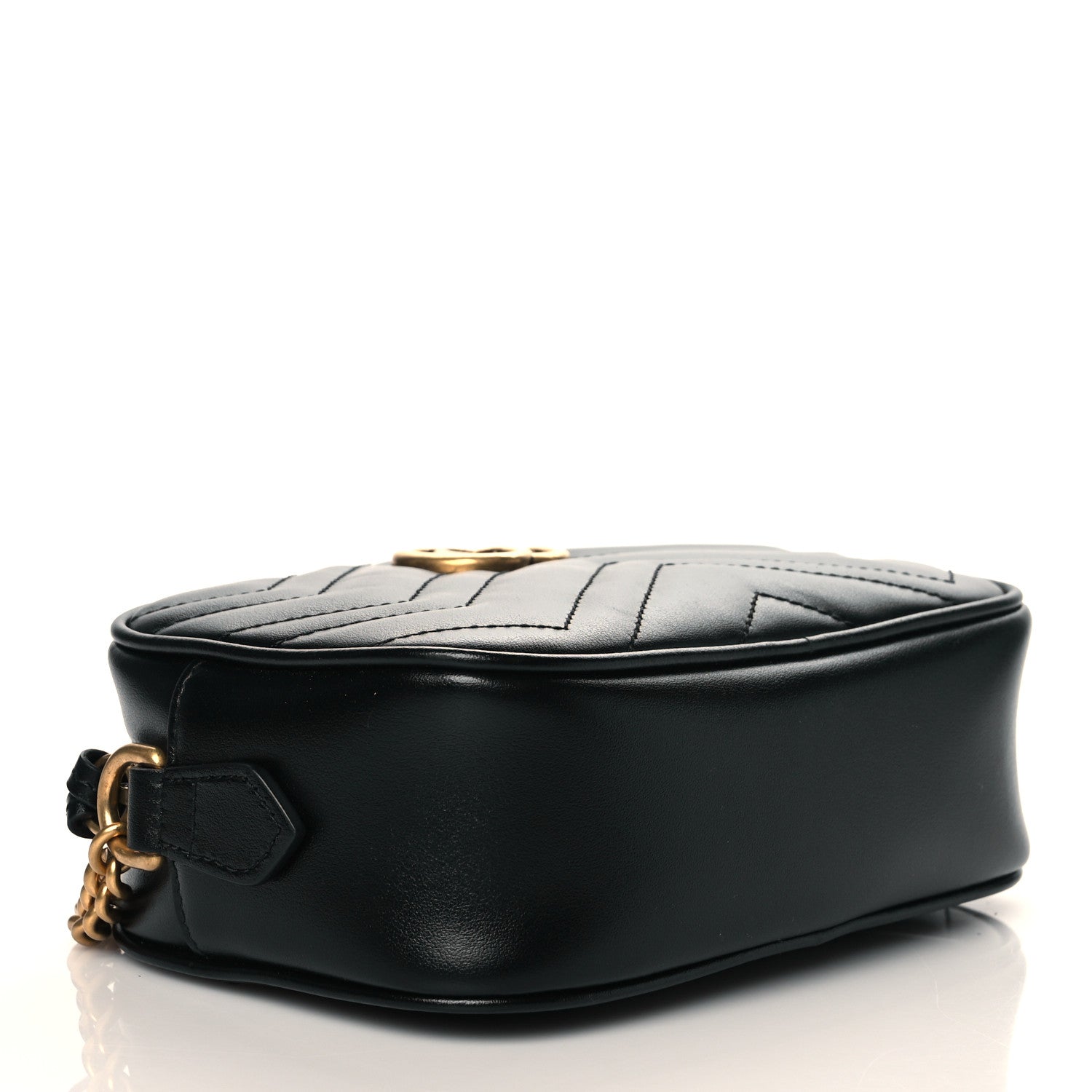 Gucci Calfskin Matelasse Mini GG Marmont Chain Shoulder Bag Black 3 of 10
