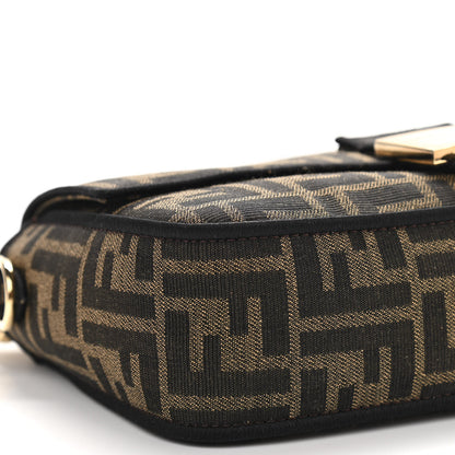Fendi Fabric Jacquard FF 1974 Medium Baguette Tobacco Moro Black 8 of 9