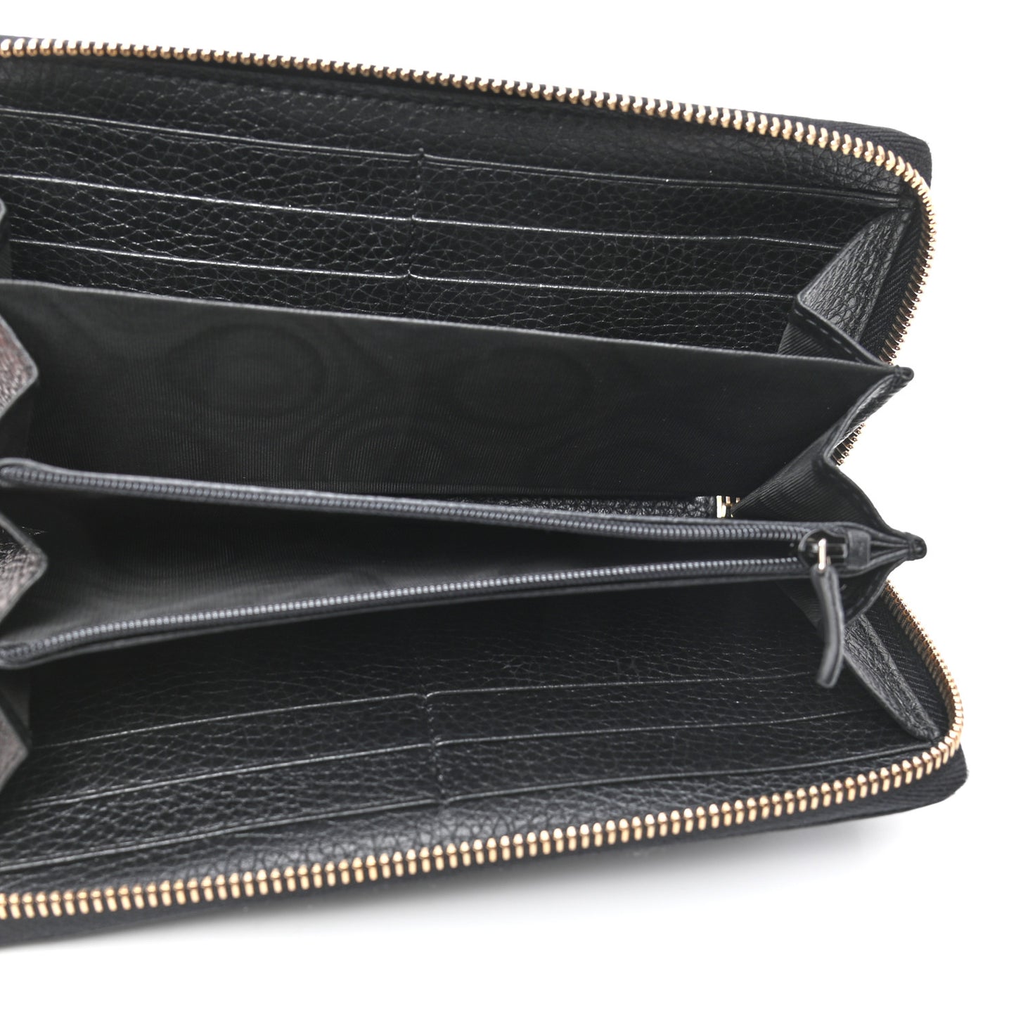 Pebbled Calfskin Soho Zip Around Wallet Black