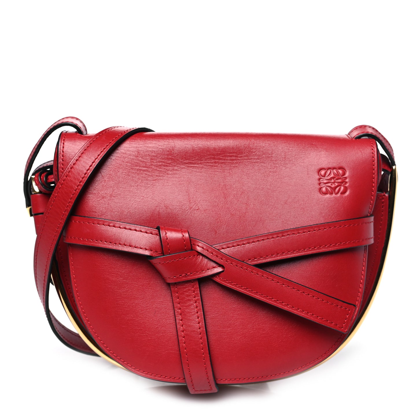 Calfskin Small Metal Gate Crossbody Bag Scarlet