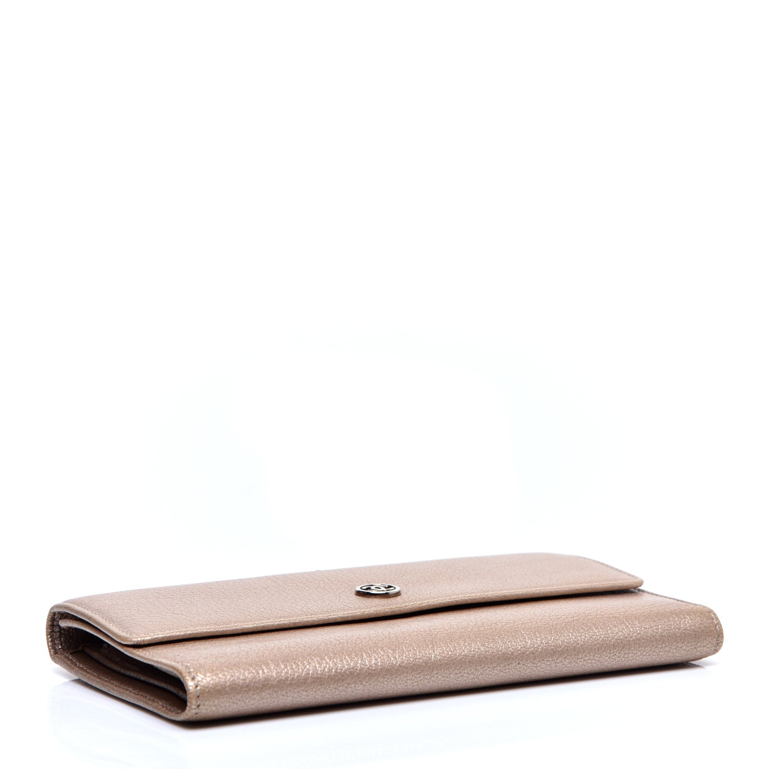 Chanel Metallic Goatskin Large Flap Wallet Beige 4 of 9