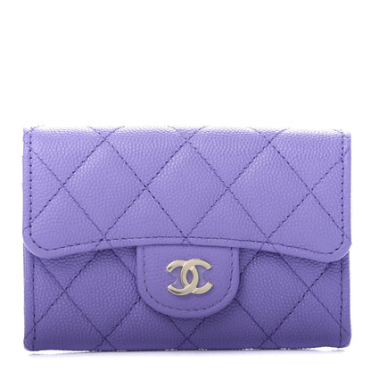Chanel Caviar Quilted Flap Card Holder Wallet Purple 1 of 7