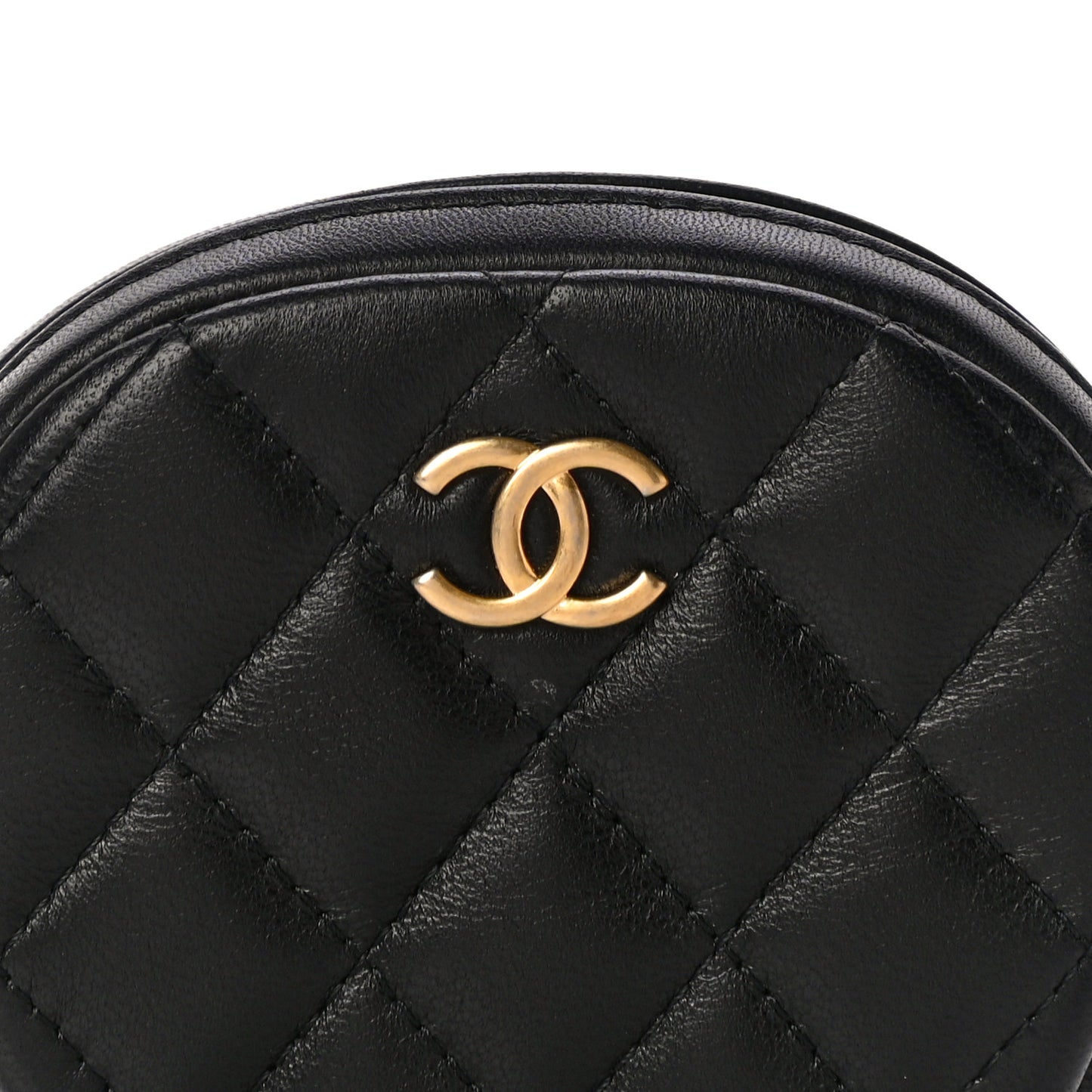 Lambskin Quilted Zip Around Classic Coin Purse Black