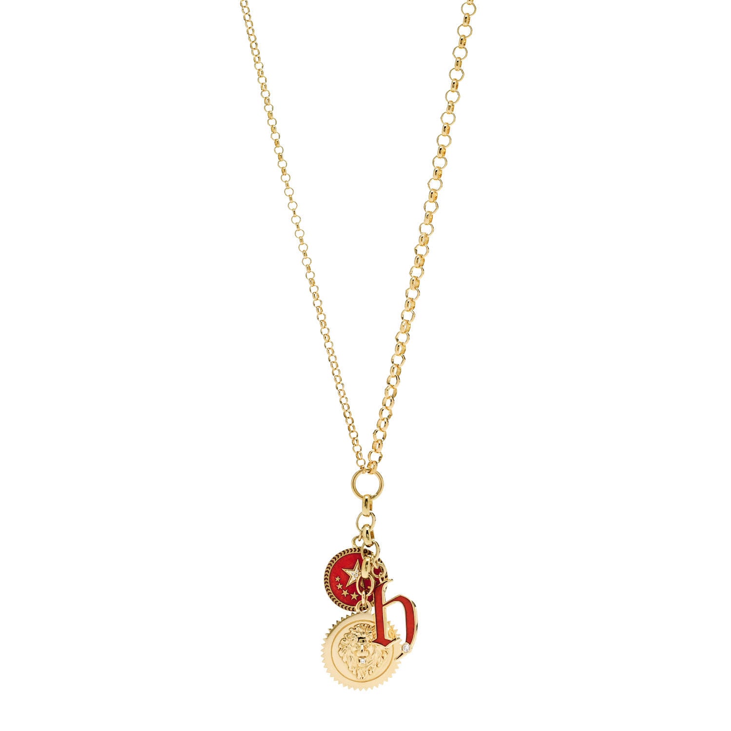 Foundrae 18K Yellow Gold Enamel Medium Strength Petite Champlevé Star Medallion Initial Mixed Belcher Extension Chain Necklace 1 of 5