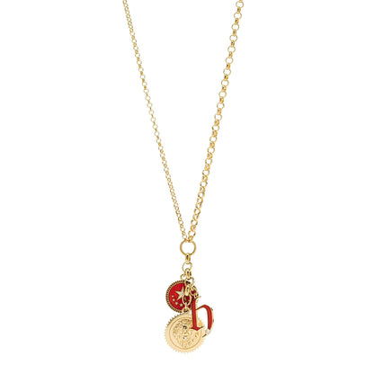 Foundrae 18K Yellow Gold Enamel Medium Strength Petite Champlevé Star Medallion Initial Mixed Belcher Extension Chain Necklace 1 of 5